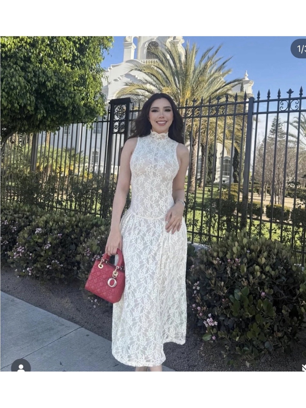 Zara White Lace Sleeveless High-Neck Maxi Dress - Picture 7 of 7